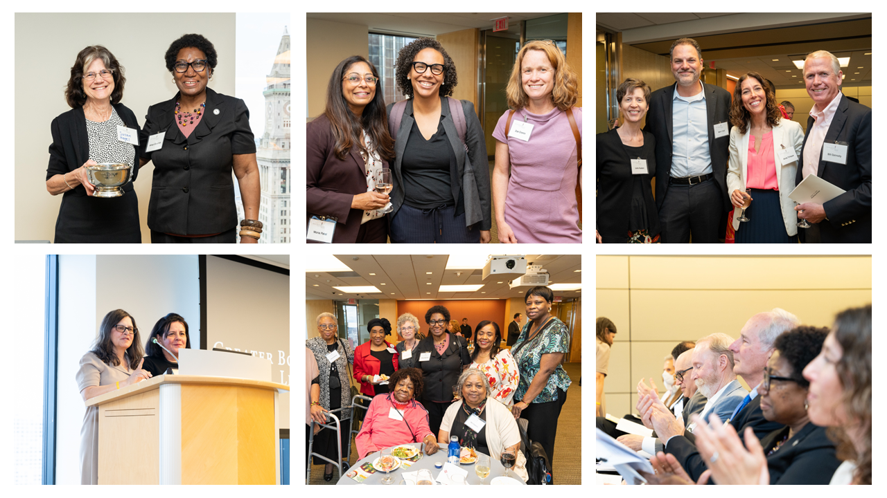 Photo collage featuring attendees of GBLS' 2024 Annual Meeting, including awards and audience members