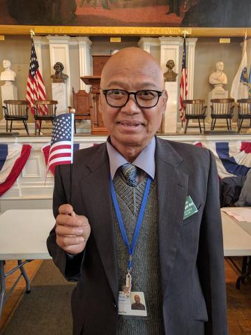 Immigrant man with flag
